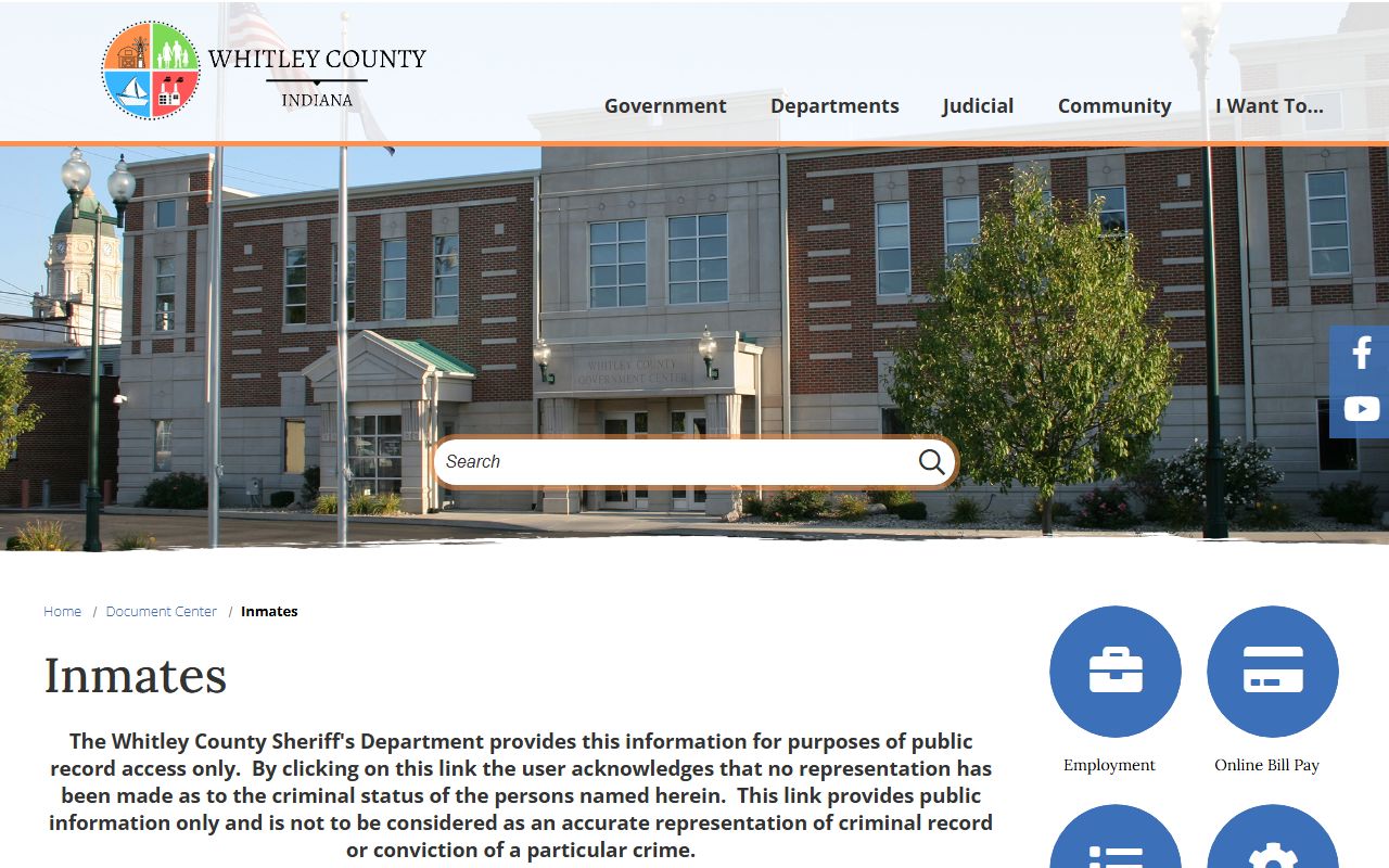Whitley County inmate records disclaimer before jail roster search
